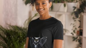 Short-Sleeve Unisex T-Shirt Futuristic Owl With Wings Spread